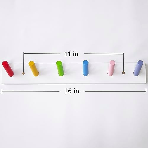 AMAPON Wood Coat Rack with 6 Hooks Rainbow Design