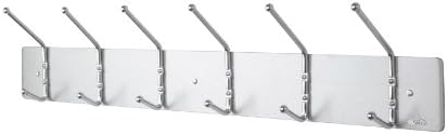 Safco Wall Mount Coat Rack 6 Hooks Black Satin Aluminum