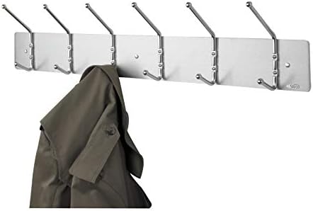 Safco Wall Mount Coat Rack 6 Hooks Black Satin Aluminum