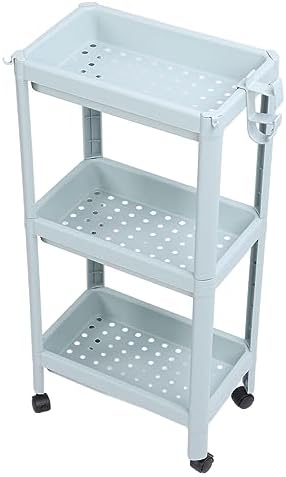 Bathroom Floor Storage Shelf with 3 Layers and Wheels