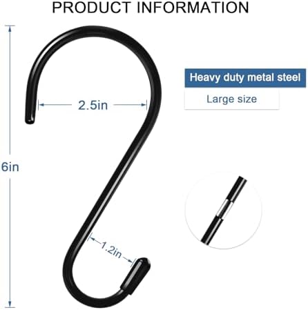 4 Pack 6 Inch Heavy Duty S Hooks with Rubber Coating