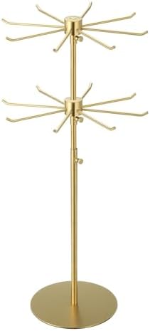 Uxcell Keychain Display Stand 1Pcs - 2 Layer Rotating Jewelry Holder with 8 Hooks