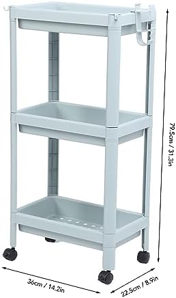 Bathroom Floor Storage Shelf with 3 Layers and Wheels