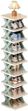9 Tier Tall Plastic Shoe Rack Green Free Standing