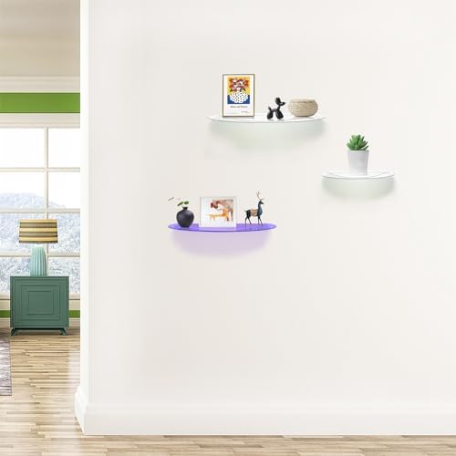SetGame 2 Pack Acrylic Wall Shelves Purple 12 Inch Floating Storage