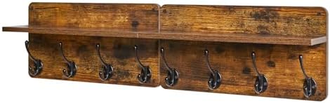 YMYNY Wall Mounted Coat Rack with 8 Hooks and Shelf