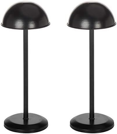 MyGift Black Metal Adjustable Height Hat Stand for Caps and Wigs