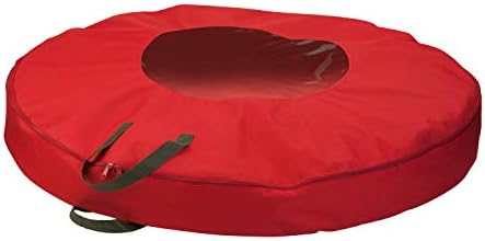 Honey-Can-Do 36 Inch Holiday Wreath Storage with Handles Red