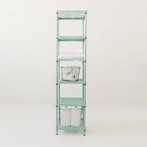 Design Ideas 6 Tier Narrow Metal Storage Shelving Tower Sage Green