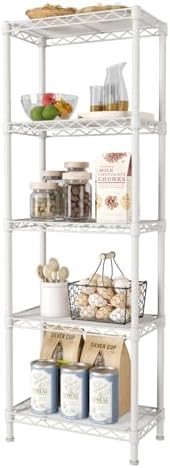 SINGAYE 5 Shelves Metal Storage Rack White 10x16x55H