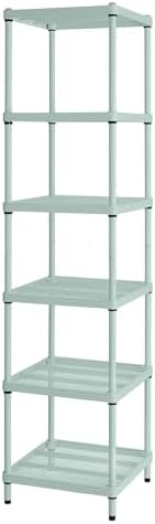 Design Ideas 6 Tier Narrow Metal Storage Shelving Tower Sage Green