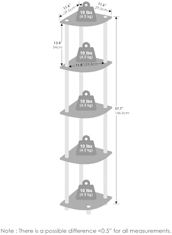 Furinno Turn-N-Tube 5 Tier Corner Display Rack in Black