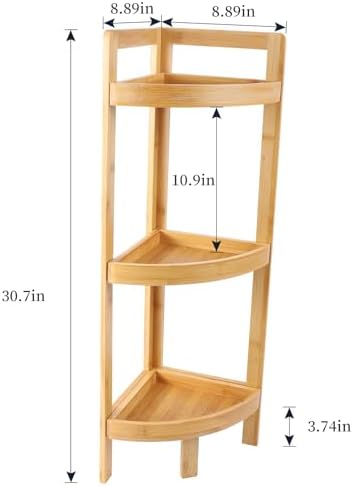 3-Tier Bamboo Corner Shelf for Small Spaces