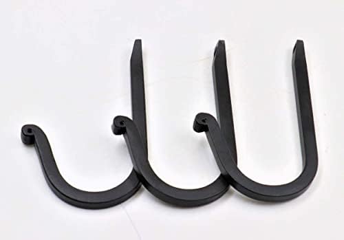 THDC Single Prong Wrought Iron Hooks Vintage Curved Metal Fasteners Heavy Duty Wall Hooks