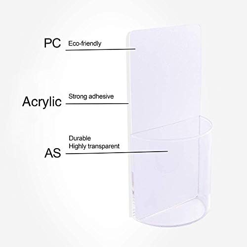 Clear Remote Control Holder Wall Mount Damage-Free 2 Pack