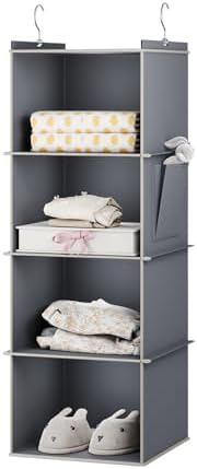 YOUDENOVA 4-Shelf Hanging Closet Organizer Grey