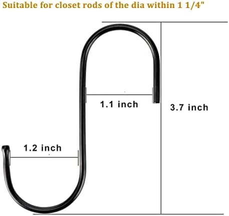 30 Pack Black Steel S Hooks for Kitchen and Garage