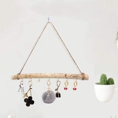 4PCS Vintage Driftwood Wall Hooks for Home Decor and Storage