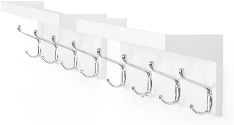 AHDECOR Entryway Floating Coat Rack 4 Hangers White Set of 2