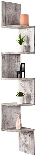 Greenco 5-Tier Floating Corner Shelves Rustic White