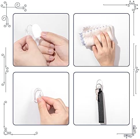 Queekay 30 Piece Clear Adhesive Wall Hooks Set