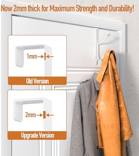 KitchLife Door Hooks 2 Pack White Heavy Duty