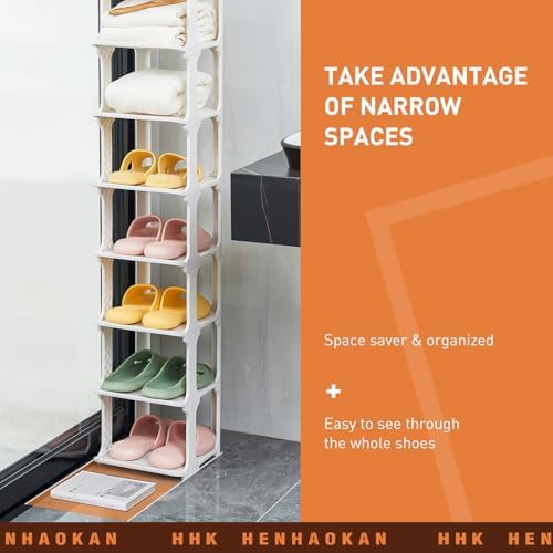 5 Tier Shoe Rack Organizer for Closet Storage Narrow Vertical Free Standing Beige