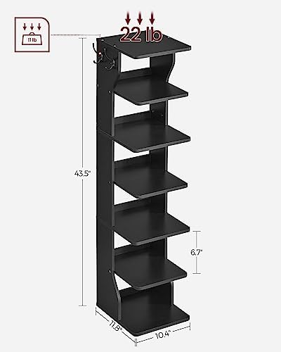 VASAGLE 7 Tier Vertical Shoe Rack Black