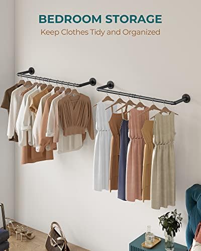 OROPY Industrial Pipe Clothes Rack Wall Mounted Set of 2