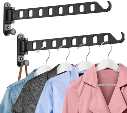 SKIKEN Wall Mounted Laundry Drying Rack 2-Pack Black