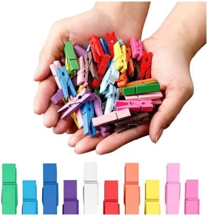 Small Clothespins 14 Inch 100 PCS Birchwood Mini Clothespins with Storage Bag