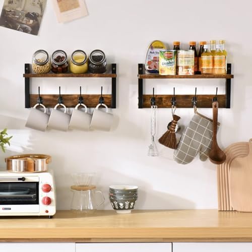 YMYNY Wall Coat Rack with 8 Hooks and Floating Shelf