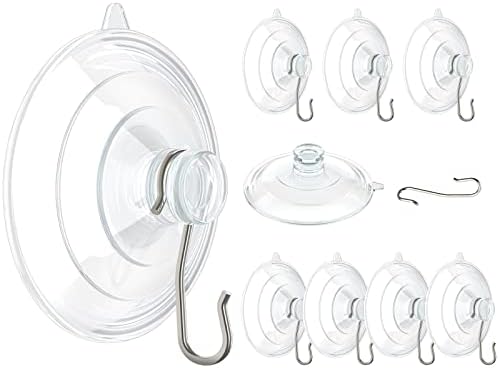 VISV 25 Inch Clear Suction Cup Hooks 10 Pcs