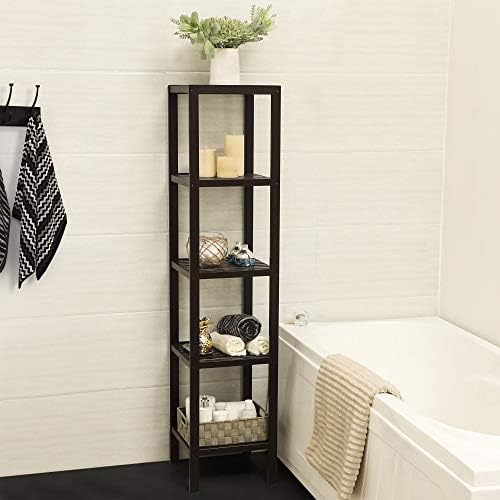 SONGMICS 5-Tier Bamboo Shelf Unit - 13x13x575 Inches