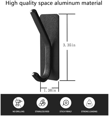Paoli Heavy Duty Adhesive Hooks Set of 4 Black 30 lb Load