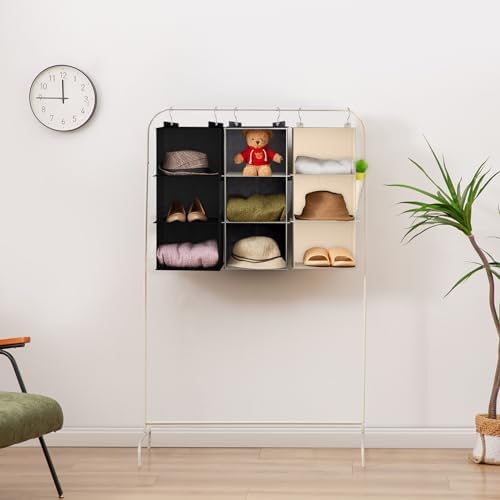YOUDENOVA Hanging Closet Organizer 3-Shelf Beige