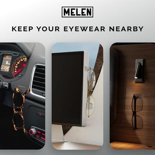 MELEN Adhesive Sunglass Wall Organizer 8-Pack - Clear