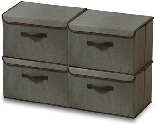4Pack Large Storage Bins with Lid Grey