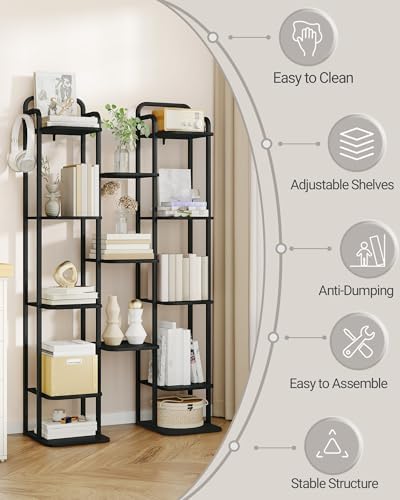 8 Tiers Vertical Shoe Rack Narrow Black Adjustable Corner Storage