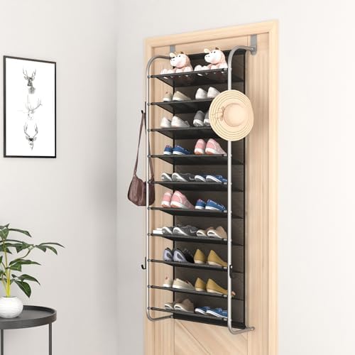 10 Tier Door Hanging Shoe Organizer Rack Gray