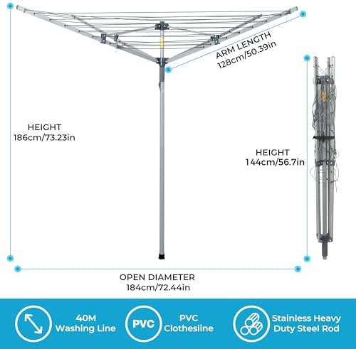 JS HANGER Collapsible 4 Arm Rotary Outdoor Clothes Drying Rack