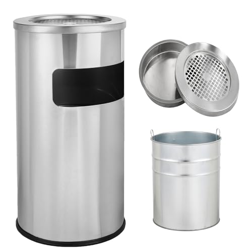 Stainless Steel Outdoor Trash Can with Removable Inner Barrel