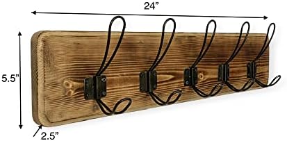 Wrightmart 24 Inch Reclaimed Wood Wall Coat Rack with 5 Hooks