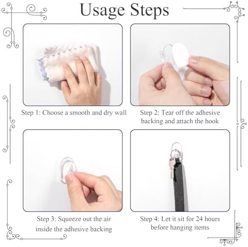 Jetec 60 Piece Clear Adhesive Wall Hooks