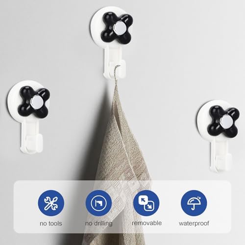 Reusable Suction Cup Hooks 4 Pack Black