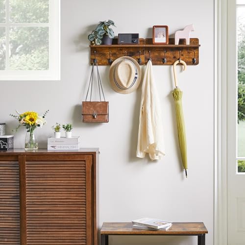 YMYNY Wall Mounted Coat Rack with 8 Hooks and Shelf