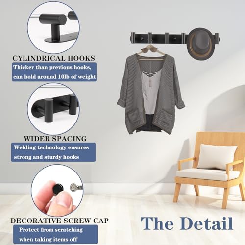 Vanloory Wall Mounted Coat Rack with 5 Hooks