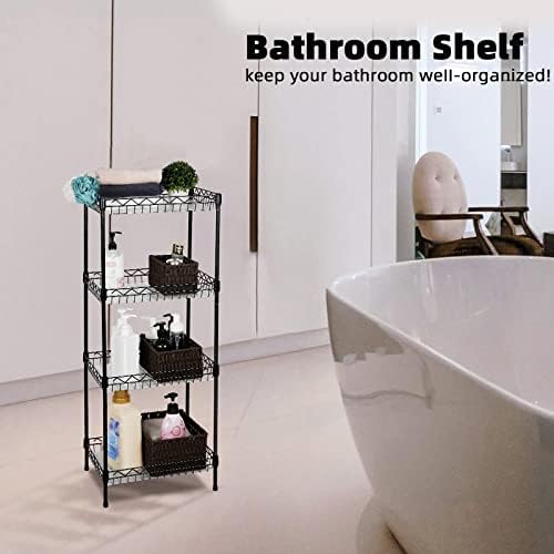 4-Tier Wire Shelving Unit with Baskets Black