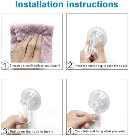 6 Pack Clear Suction Cup Hooks Heavy Duty Reusable Wreath Hangers for Glass Windows Smooth Doors