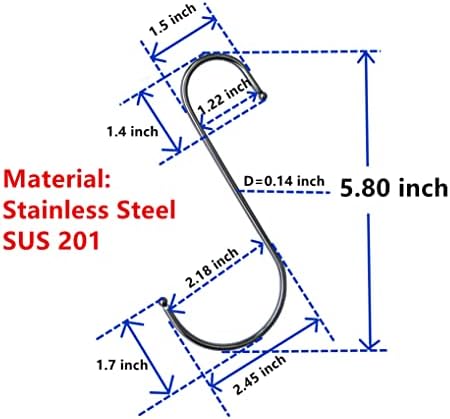 Stainless Steel S Hooks 12 Pack 6 Inch Rusted Proof